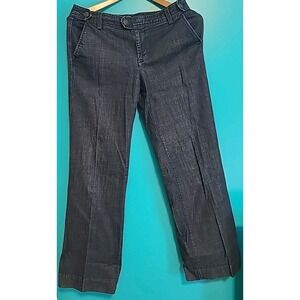 J Crew Denim Trouser Jeans Women 31 Dark Rinse Wash High Rise Wide Leg Flare USA